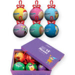 Set 6 palline decorate con elegante scatola viola-11