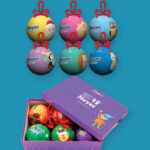 Set 6 palline decorate con elegante scatola viola-10